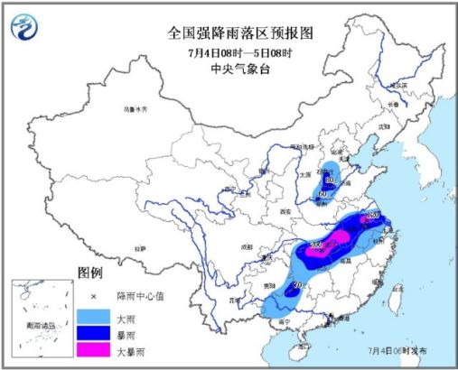 全国强降雨落区预报