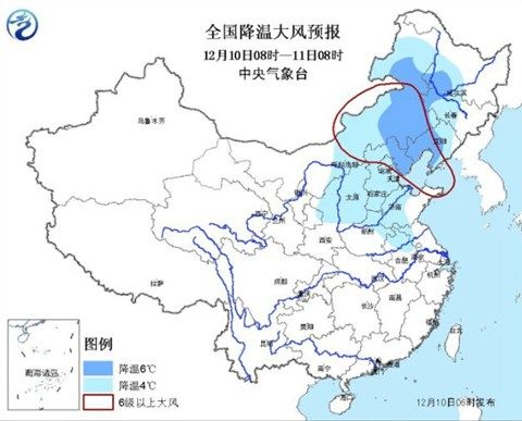 全国大风降温预报