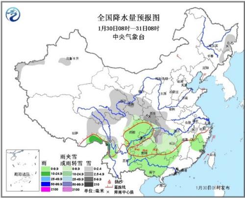长江中下游地区仍有阴雨雪天气 贵州湖南等有冻雨